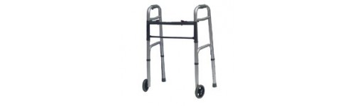 Two-Button Folding Walker with Wheels