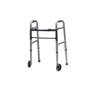 Two-Button Folding Walker with Wheels
