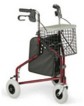 Rollator - 3 Wheel, Red, Weight limit 250 lbs