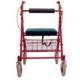 Bariatric Rollator, Red, Weight limit 450 lbs