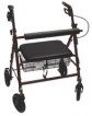 Extra Heavy Duty Aluminium Rollator, Burgundy, Weight limit 400 lbs